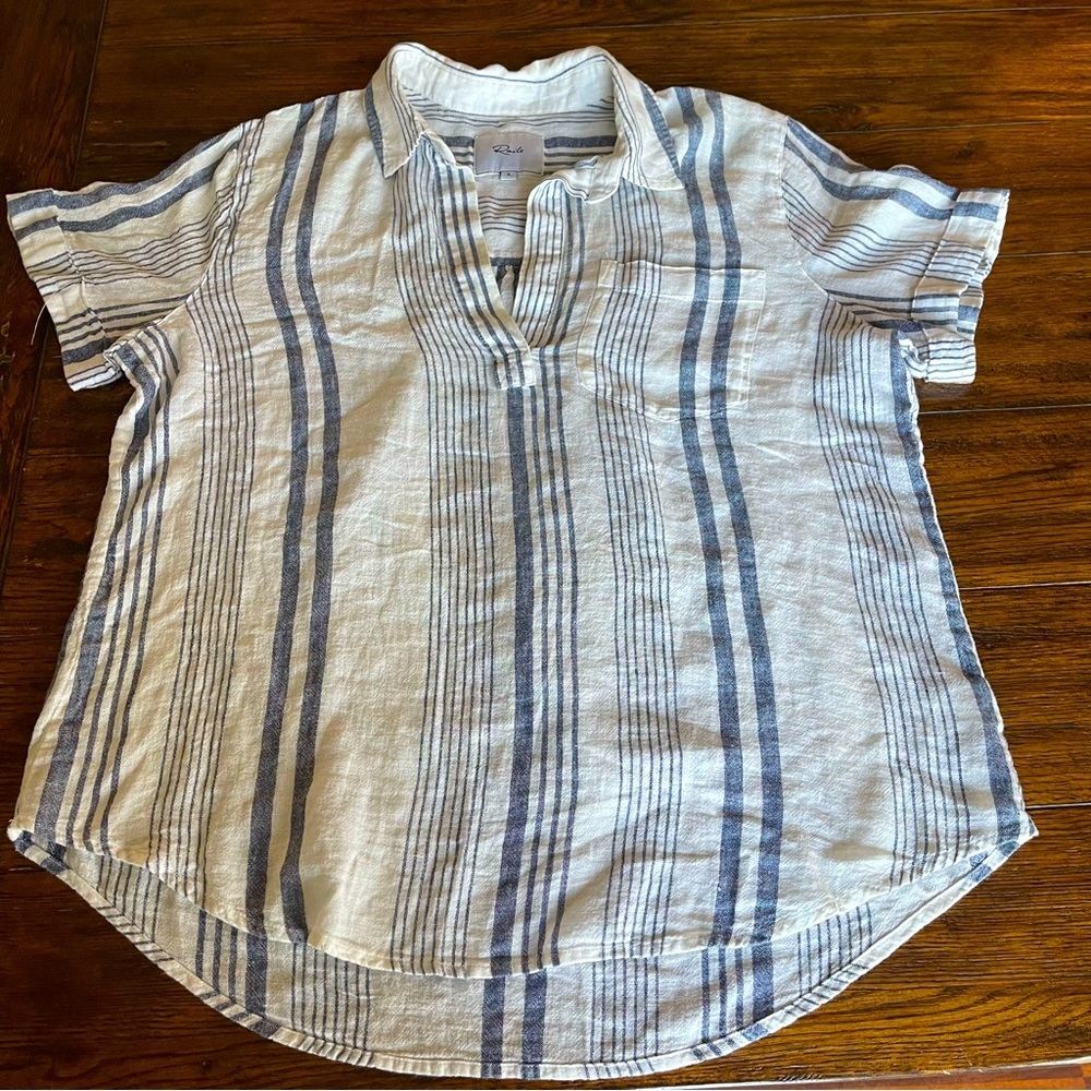 Rails Blue and White Striped Blouse